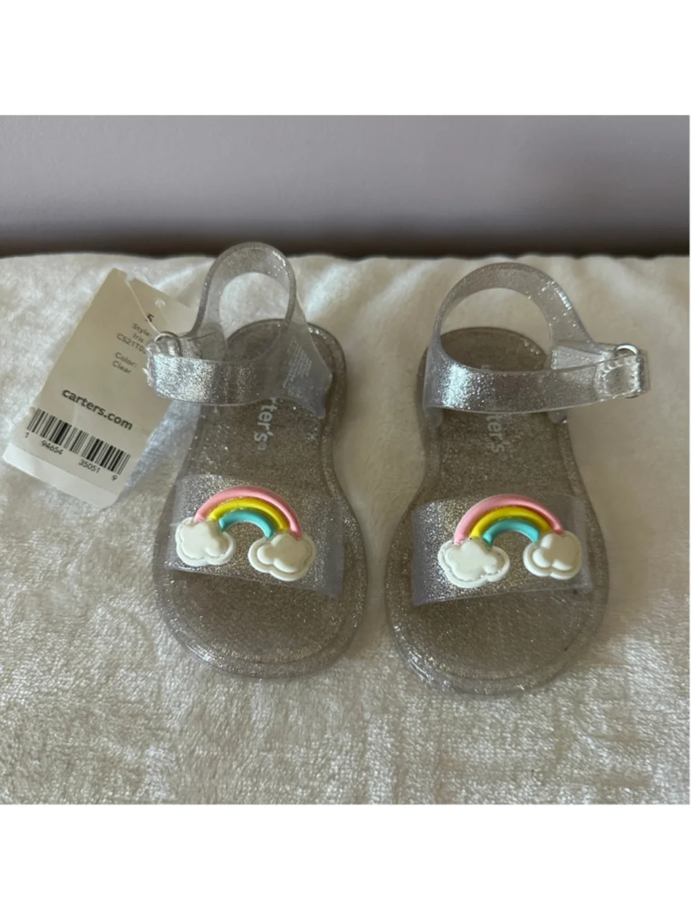 Girls Carter’s Clear Glitter Rainbow Jelly Sandals 5 (Toddler Girl) NWT Summer